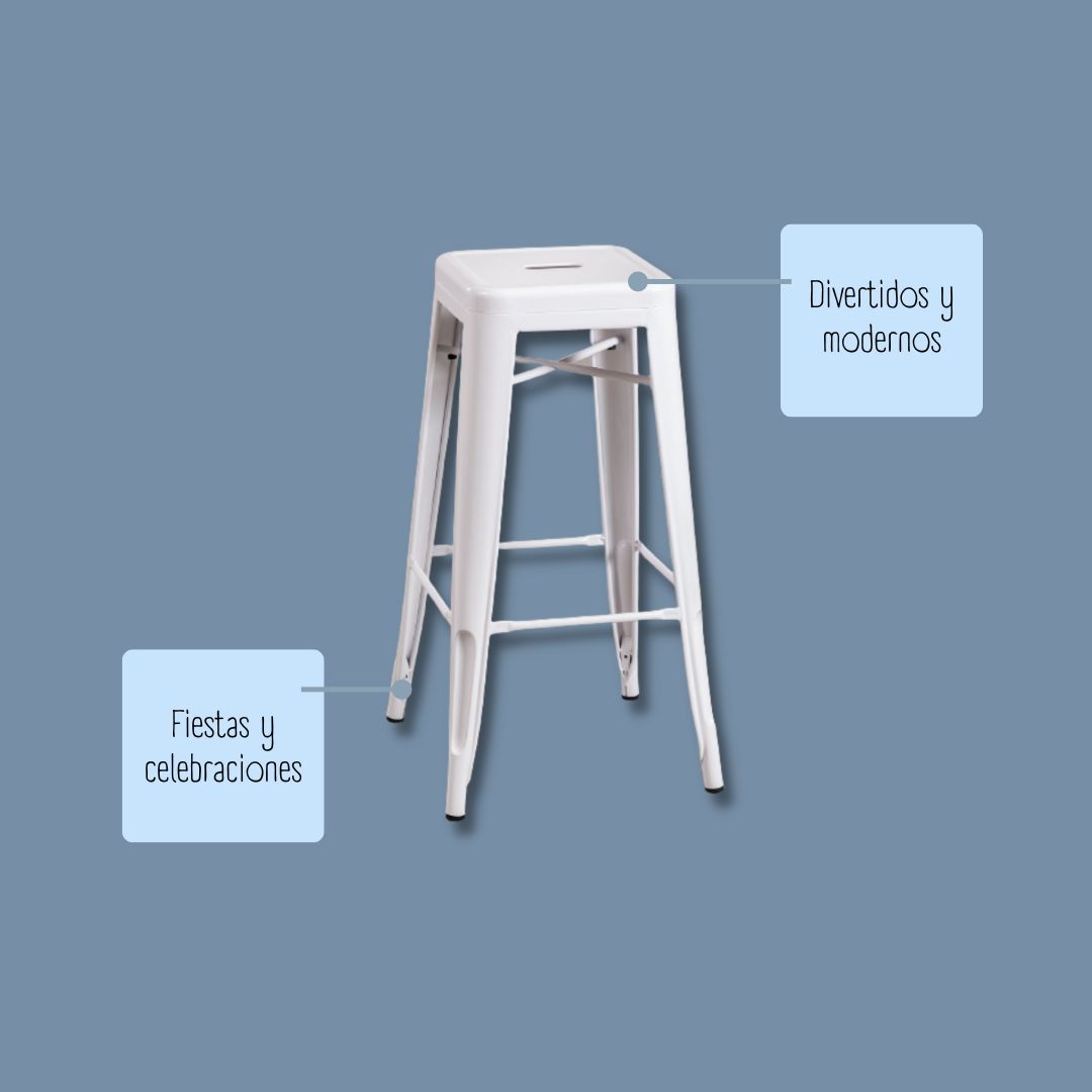 características taburete alto blanco