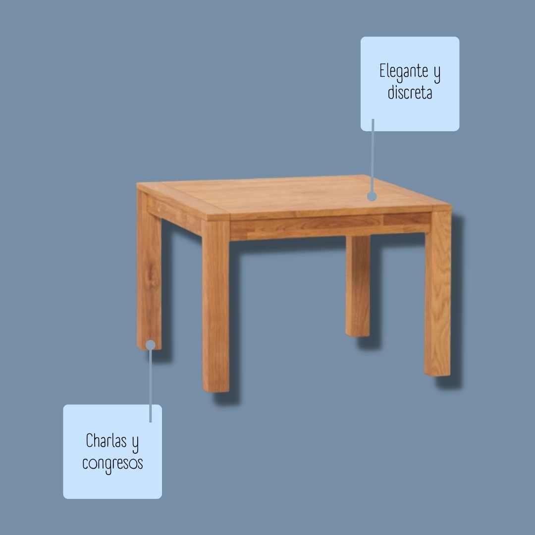 características de la mesa de madera baja
