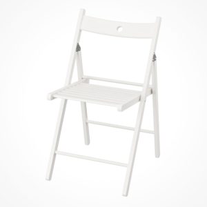 silla de madera plegable blanca