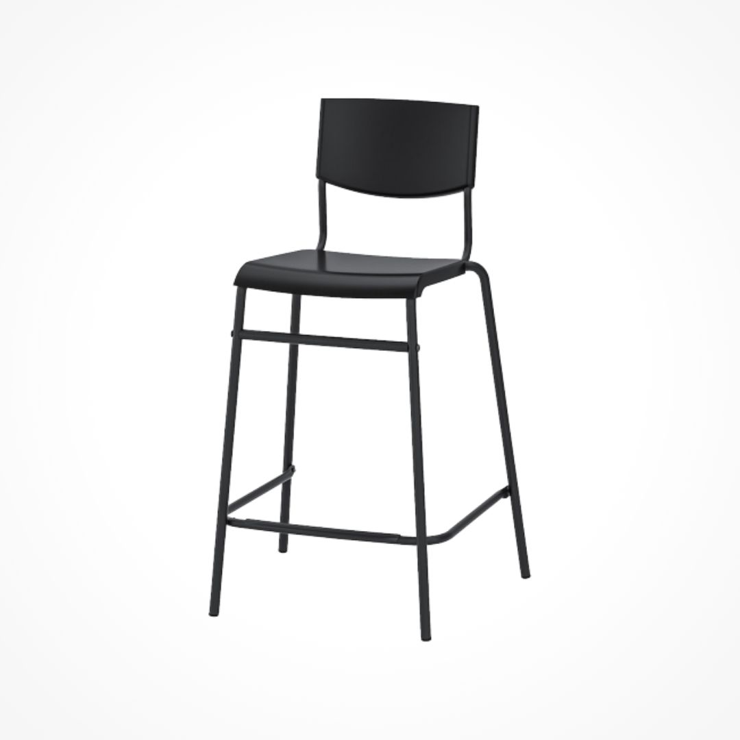 taburete negro alto con respaldo