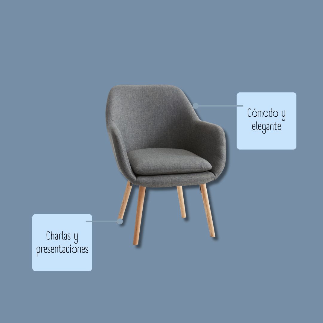 características del sillón de conferencia gris